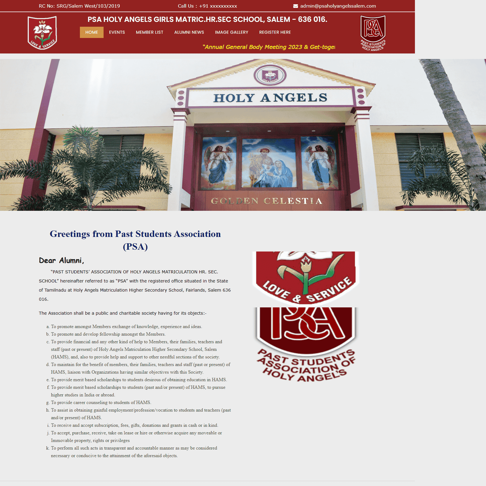 PSA Holy Angels School Alumni Website